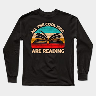 All the Cool Kids are Reading Retro Vintage Sunset Long Sleeve T-Shirt